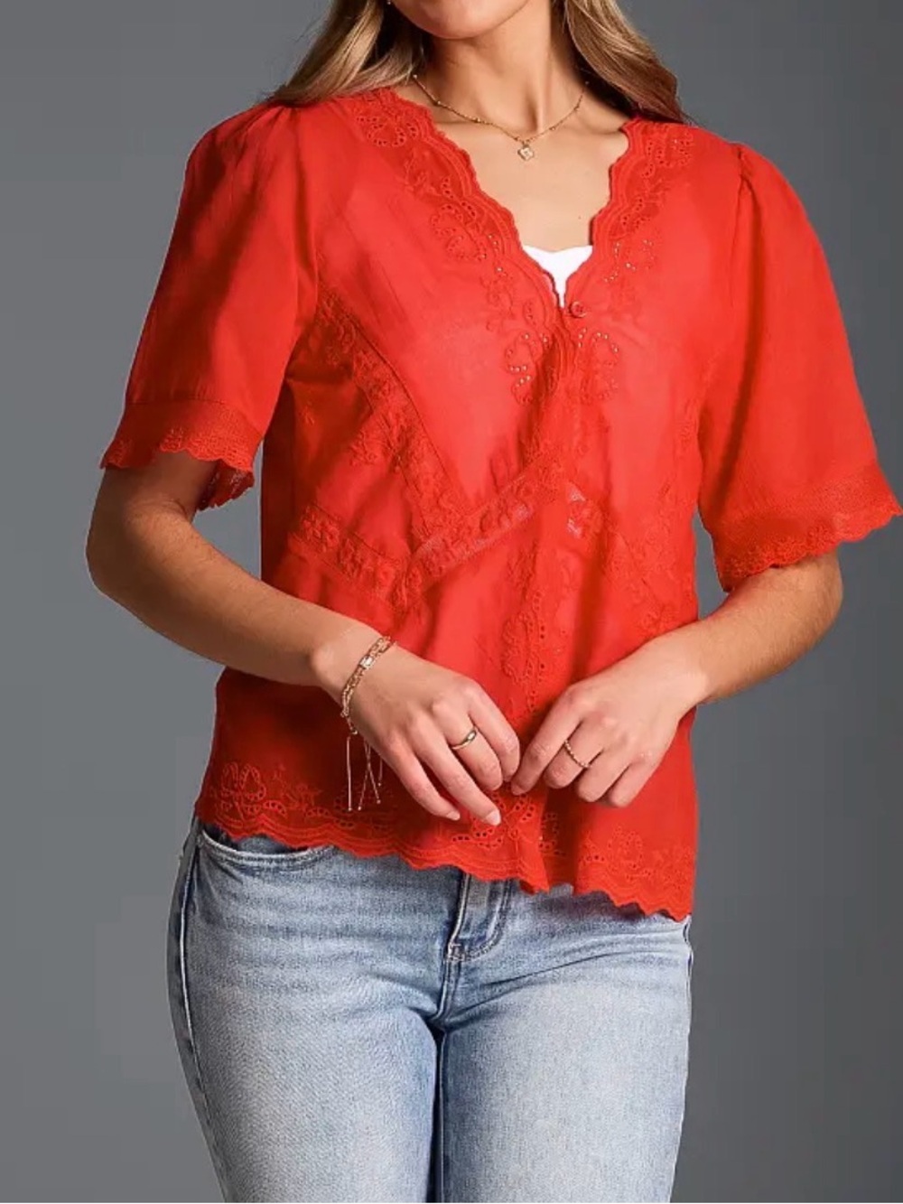 Buckle Black Refined Edit - Eyelet Scalloped Blouse